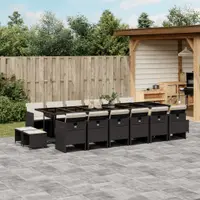 Gossi set mobilier de gradina cu perne, 17 piese, negru, poliratan