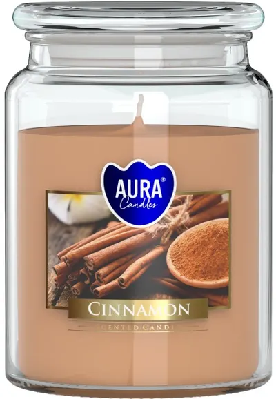Lumânare parfumată Bispol Aura - Scorțișoară, 500 g