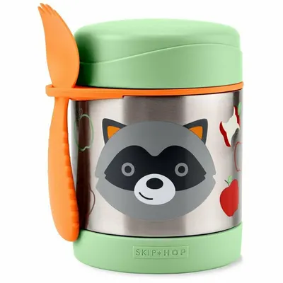 Termos pentru alimente, Skip Hop, Mentine cald 7h si rece 5h, Include si o lingura/furculita, Fara BPA, Conform cu standardul de securitate EN14372, 325 ml, 0 luni+, Raton