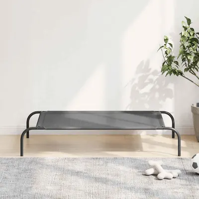 Gossi pat inaltat pentru caini gri 110x65x20 cm textilena si otel
