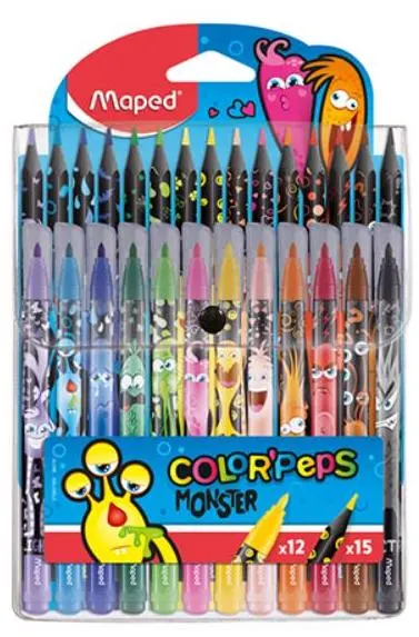 Set Maped Color Peps - Monster, 12 carioci + 15 creioane
