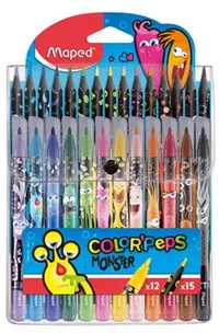 Set Maped Color Peps - Monster, 12 carioci + 15 creioane