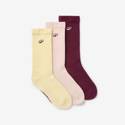 Set 3 perechi șosete trei sferturi Elementals Bordo, Roz și Galben