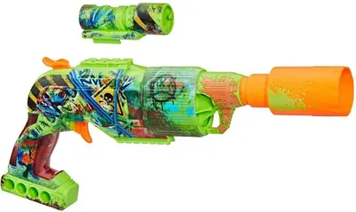 Blaster Nerf Zombie - Driller, cu 16 săgeți