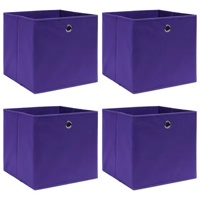 Gossi cutii de depozitare, 4 buc., violet, 32x32x32 cm, textil