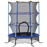 HOMCOM Trambulină Elastică pentru Copii cu Plasă de Siguranță, Suprafață Elastică și Țevi Capitonate, Ø163x190 cm, Albastru | Aosom Romania