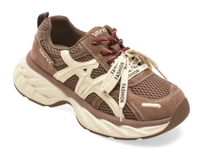 Pantofi sport GRYXX maro, T6533, din material textil si piele naturala