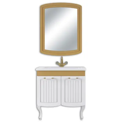 Set mobilier baie Pera 3 piese alb-auriu 80 cm