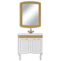Set mobilier baie Pera 3 piese alb-auriu 80 cm