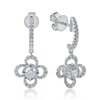 Cercei floare din aur alb cu diamante de 0.6ct