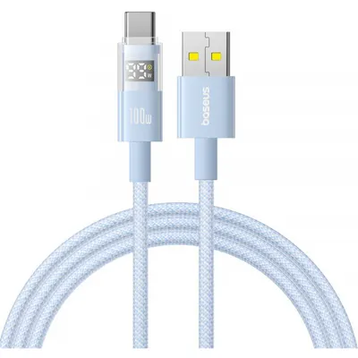 Cablu Date si Incarcare USB-A - USB-C Baseus Display 2, 100W, 1m, Albastru P10382701311-00