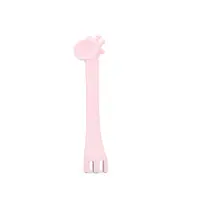 Lingurita si furculita 2 in 1 din silicon moale KikkaBoo Giraffe Pink multifunctionala