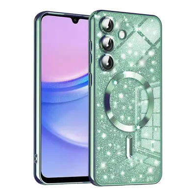 Husa MagSafe pentru Samsung Galaxy A15 5G A156 / A15 A155, Techsuit, Luxury Glitter, Verde Deschis