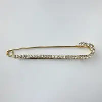 Brosa metalica aurie tip ac lung pietricele fine albe