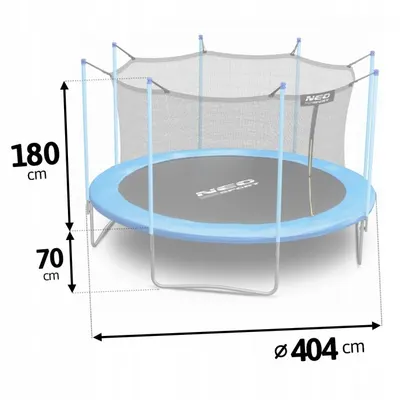 Trambulina de gradina cu plasa interioara, stalpi si scara 404 cm (13FT) Neo-Sport NS-13W181 albastru