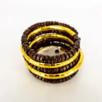 Bratara spiralata aurie lemn exotic , accesoriu statement