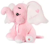 Jucărie de pluș Amek Toys - Elefant cu inimă și sunet, roz, 41 cm