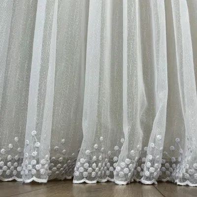 Perdea Dolce tip IN Brodat, Alb, 140cm latime x 260cm inaltime, cu rejansa pt bara