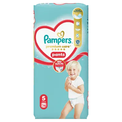 Scutece chilotel Premium Care Pants Marimea 5 11-17 kg, 50 bucati, Pampers