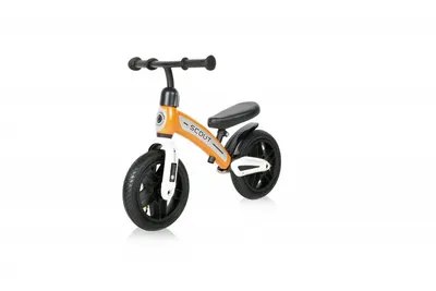 Bicicleta copii fara pedale Scout Air Orange de echilibru 10 inch, varsta 2-4 ani, roti cu camera si cauciuc, scaun reglabil pe inaltime de la 30 cm pana la 33 cm, maxim 25 de kg, ghidon reglabil in inaltime 49-51,5 cm