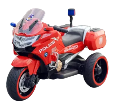 Motocicleta cu 3 roti, Kinderauto POLICE BJML5188 60W, 6V cu scaun tapitat, culoare rosu