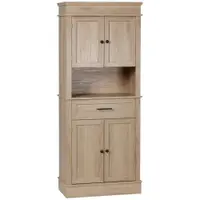 HOMCOM Bucătărie cu finisaj de stejar deschis, bufet de bucătărie cu rafturi ajustabile, sertar și nișă, pentru sala de mese, living, 74 x 39,5 x 183 cm, stejar deschis | Aosom Romania