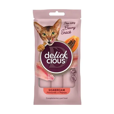 Delickcious Cat - Snack Cremos cu Dorada si Papaya - 4x15g