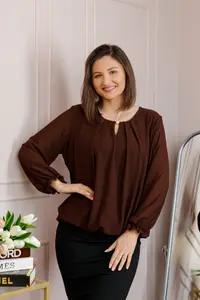 Bluza eleganta dama Sheila din voal cu captuseala - Maro