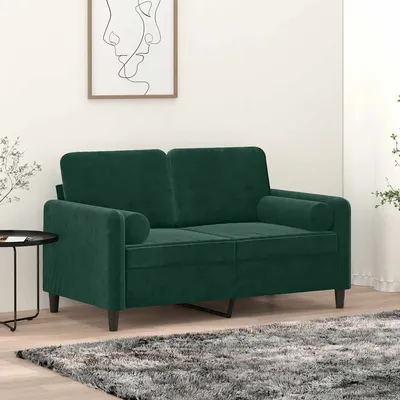vidaXL Perne decorative, 2 buc., verde închis, Ø15x50 cm, catifea