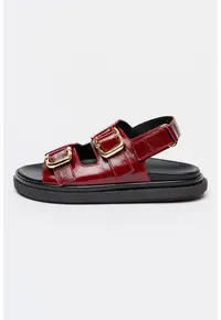 Sandale din piele lacuita cu velcro Harper - Roz zmeuriu