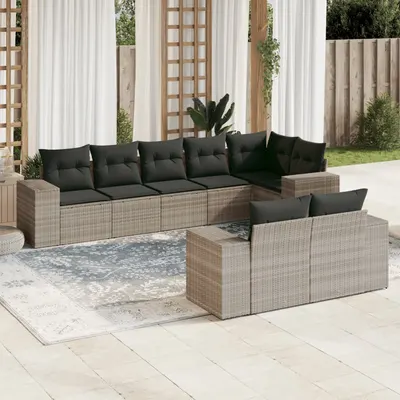 Gossi set mobilier de gradina cu perne, 8 piese gri deschis poliratan