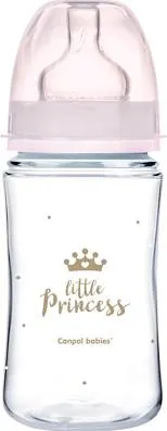 Biberon roz anticolici cu gat larg PP EasyStart Royal Baby, 240ml, Canpol babies