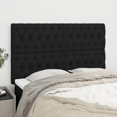vidaXL Tăblie de pat neagră 160x7x118/128 cm, material textil