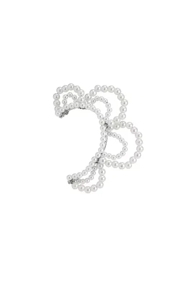 Cercel ear cuff - alb - cu perle - Harly C6