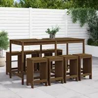 Gossi set mobilier bar de gradina, 9 piese, maro miere lemn masiv pin