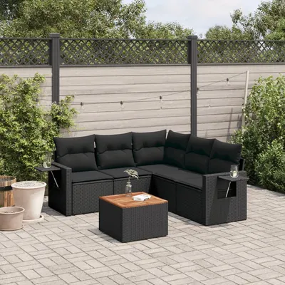 Gossi set mobilier de gradina cu perne, 6 piese, negru, poliratan