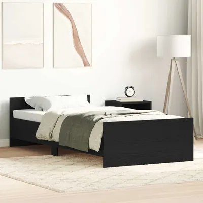 vidaXL Cadru de pat cu headboard Stejar Negru Lemn prelucrat