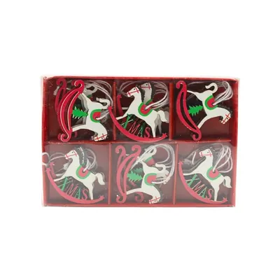 Set 18 decorațiuni, din lemn, model căluți, Xmas Magic