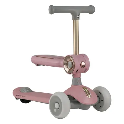 Trotineta copii cu sezut, Transformabila 2in1, Bebe Stars, Scooter Xride, Cu lumini, Conform cu EN71-1:2014+A1:2018, EN71-2:2020, EN71-3:2019+A1:2021, Pink