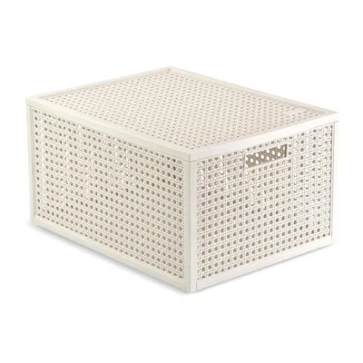 Cutie de depozitare crem din plastic reciclat cu capac 30x38x21 cm Kaya – Curver