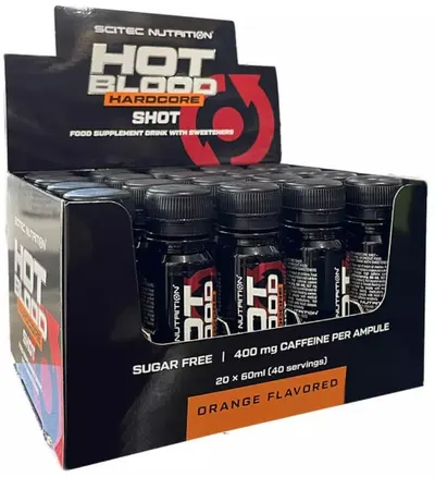 Hot Blood Hardcore Shot, portocală, 20 shoturi x 60 ml, Scitec Nutrition