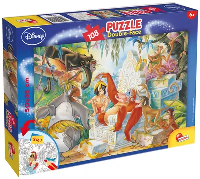 Puzzle cu două fețe Lisciani pentru colorat 108 piese- Cartea junglei