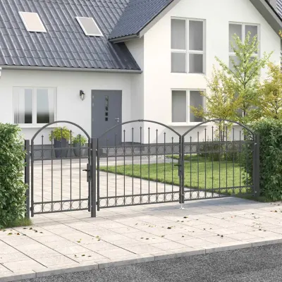 vidaXL Poartă pentru Gard cu Vârf Arcuit ASSEN 4 x 1,25 m Oțel Gri