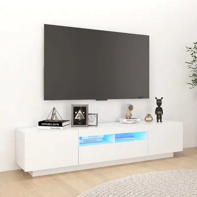 vidaXL Comodă TV cu lumini LED, alb, 180x35x40 cm