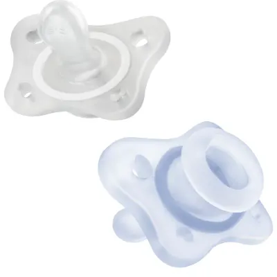 Chicco Physio Forma Mini Soft 0-2m suzetă Blue/Transparent 2 buc