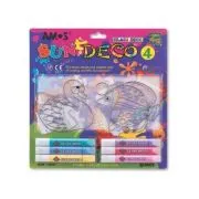 Set creativ, 6culori x 10. 5ml, 2 sabloane mari, diverse culori, Amos, Sun Deco IV, SD10B6-D3