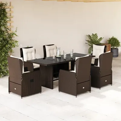 Gossi set mobilier de gradina cu perne, 7 piese, maro, poliratan