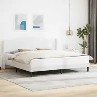 vidaXL Cadru de pat cu headboard Alb 200 x 200 cm Piele artificială