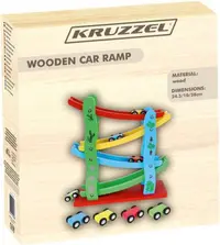 Pistă din lemn cu 4 cărucioare Kruzzel