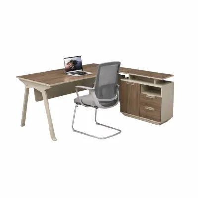 Set Evo Space & LineaPro - Birou cu dulap lateral mobil si Scaun de birou ergonomic cu spatar din plasa